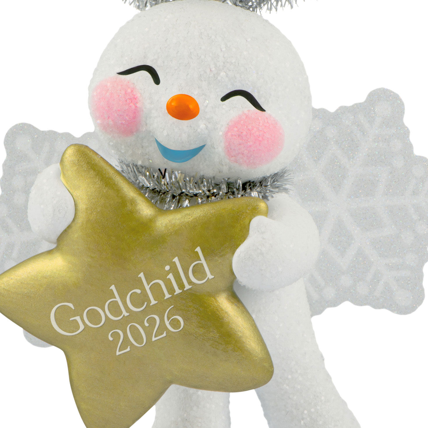 Godchild Angel Snowman With Star Keepsake Ornament upclose view image number 5