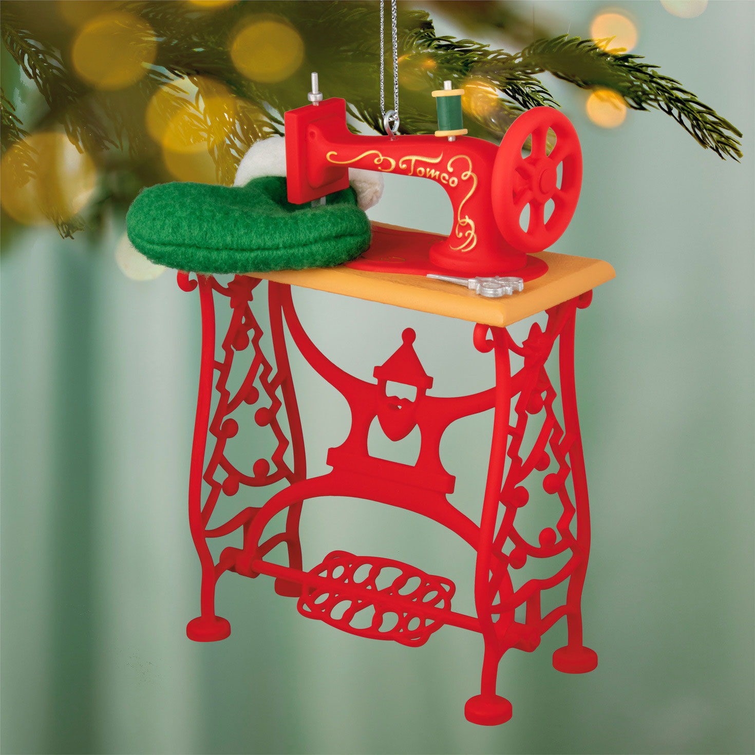 Red Vintage Sewing Machine Keepsake Ornament  image number 2