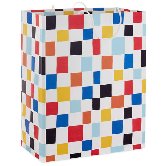 13" Colorful Checkered Large Gift Bag, , large image number 1