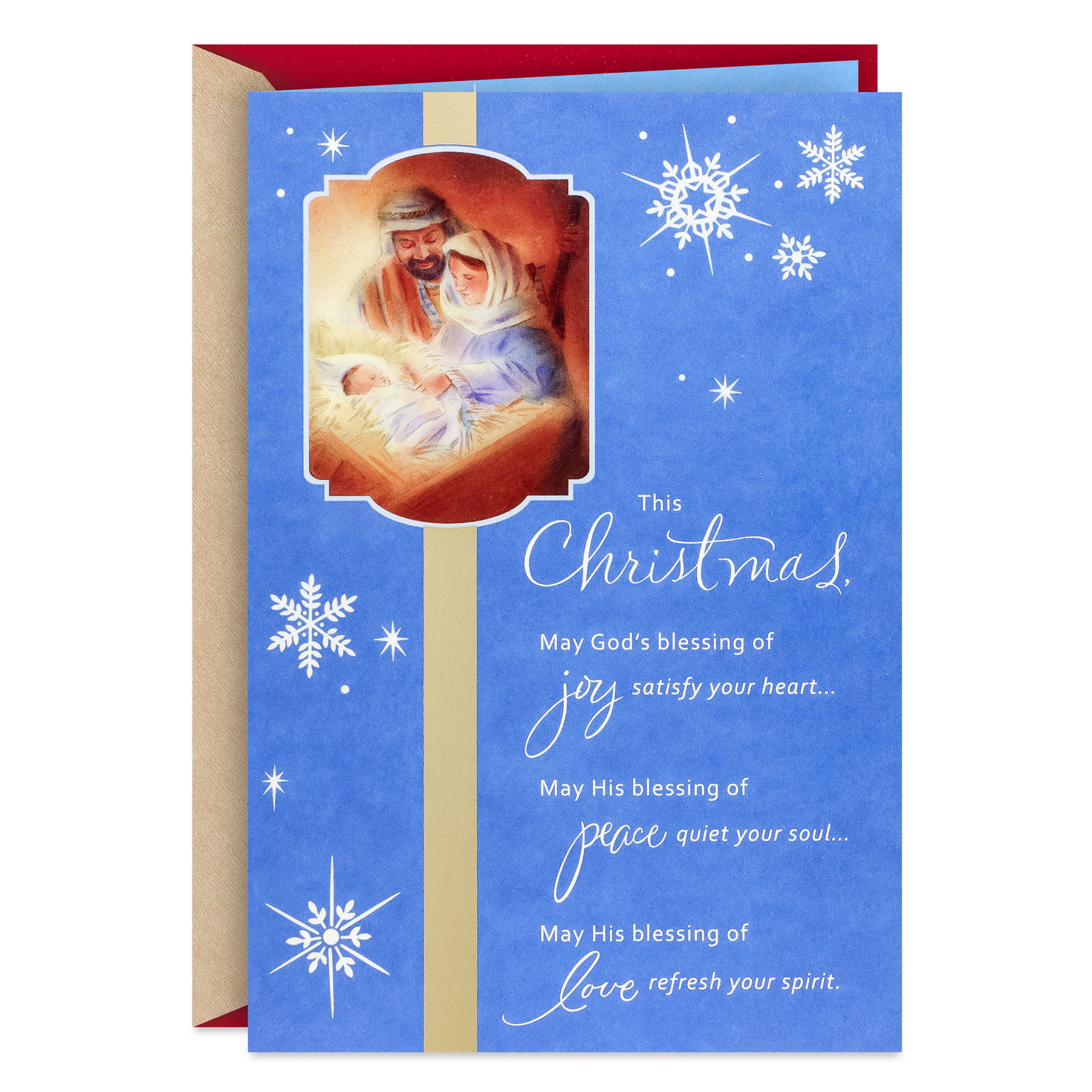 Blessings of Joy, Peace and Love Religious Christmas Card
