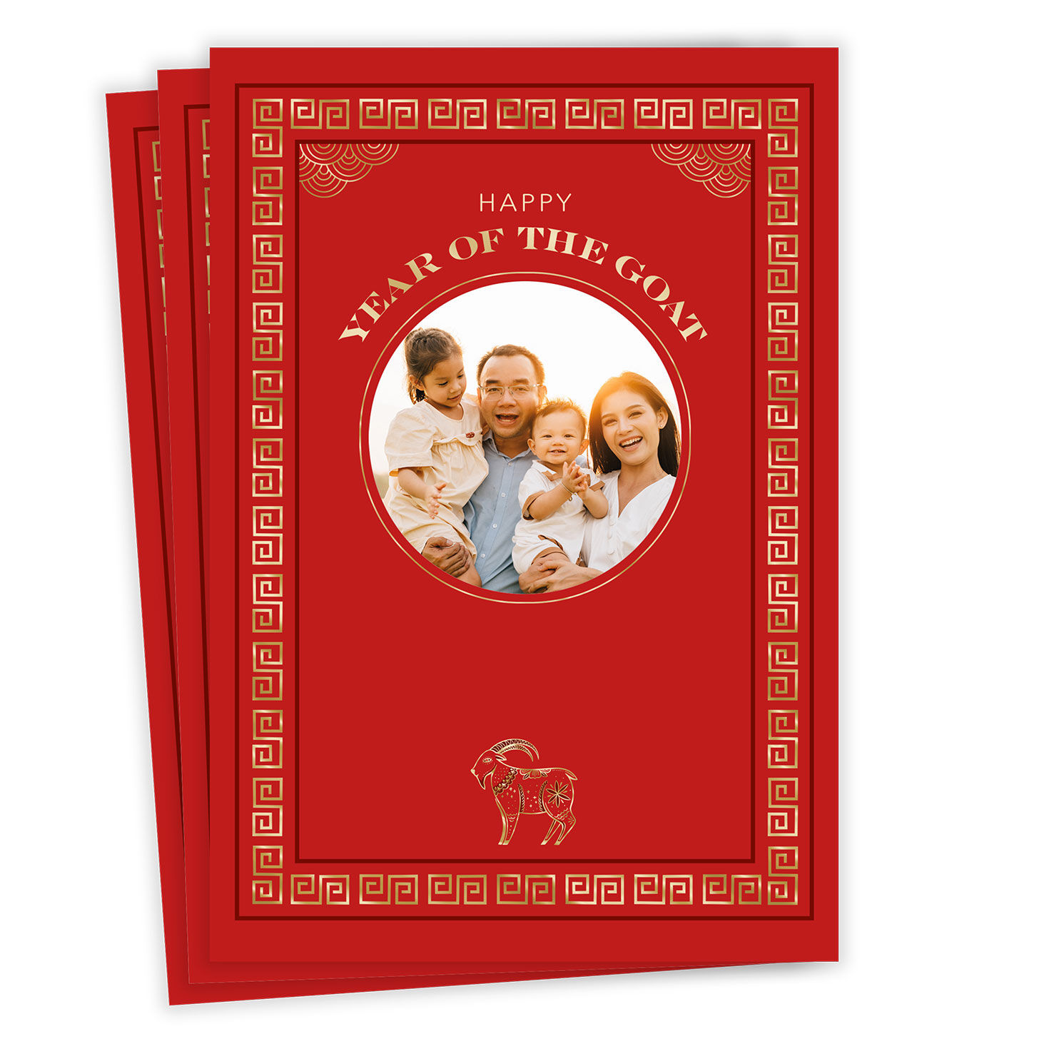 Happy Year of the Goat Flat Lunar New Year Photo Card