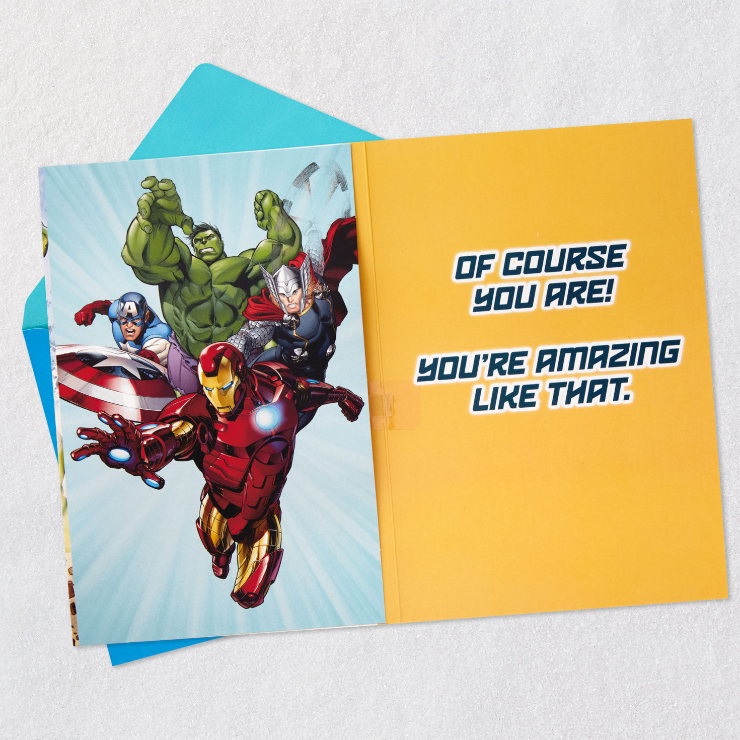 Marvel Avengers Super Hero Birthday Card for Kids Open card with envelope image number 3