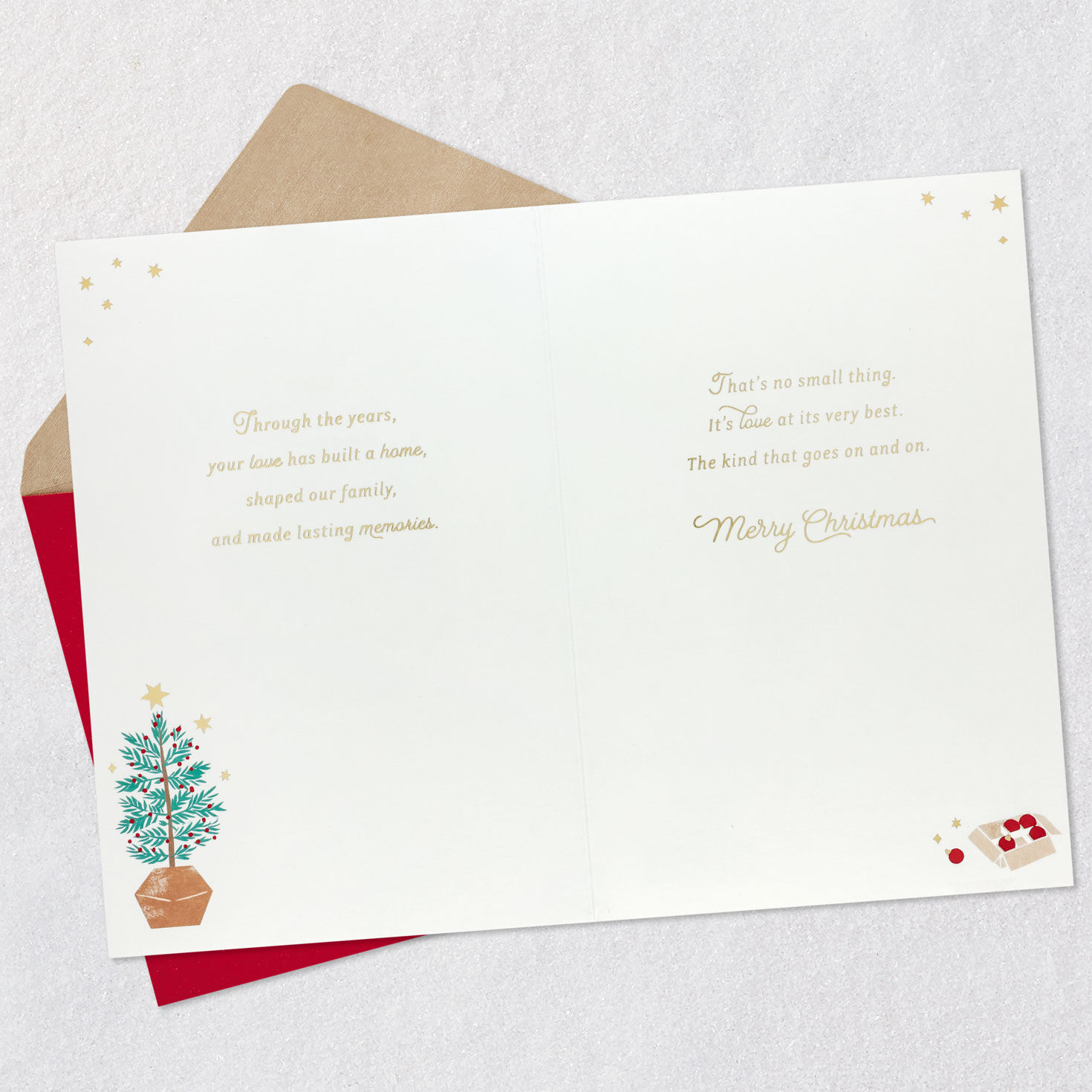 Tree with Garland Christmas Card for Mom and Dad Open card with envelope image number 4
