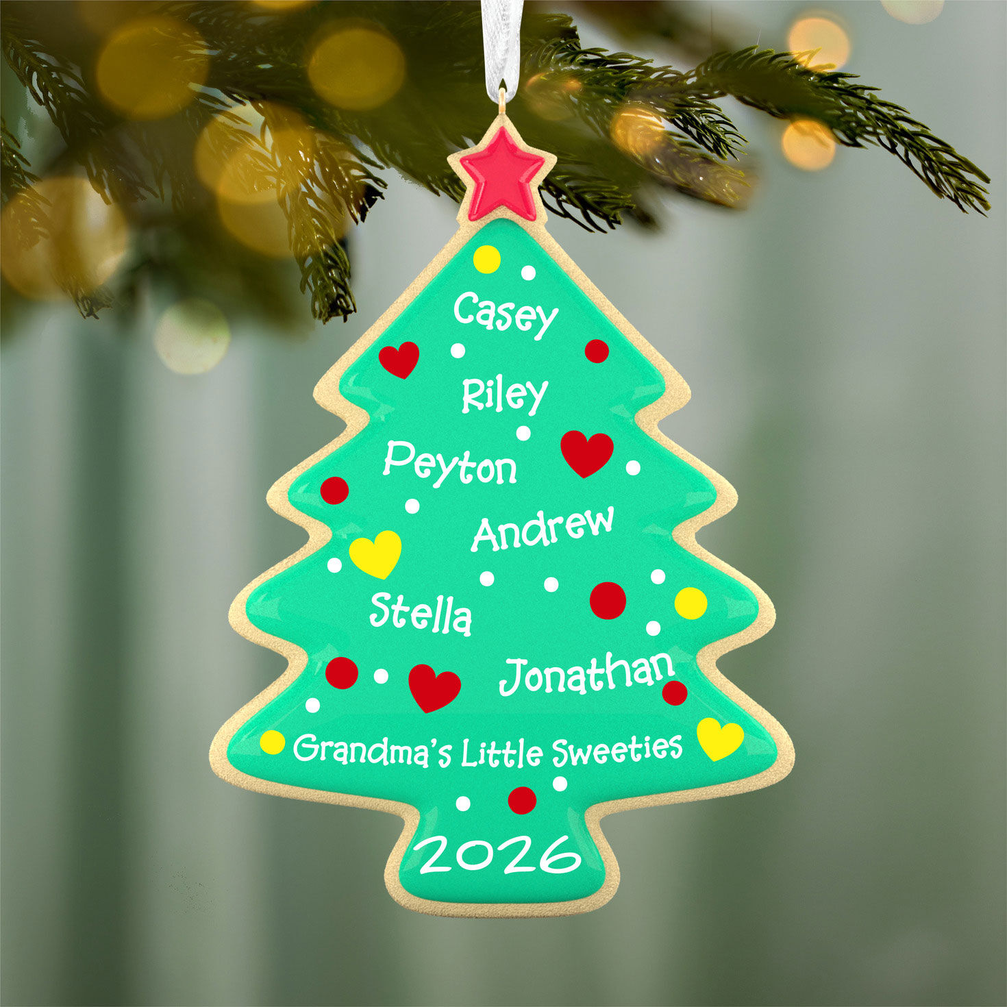 Sweet Memories Cookie Tree Personalized Keepsake Ornament hanging on tree image number 2