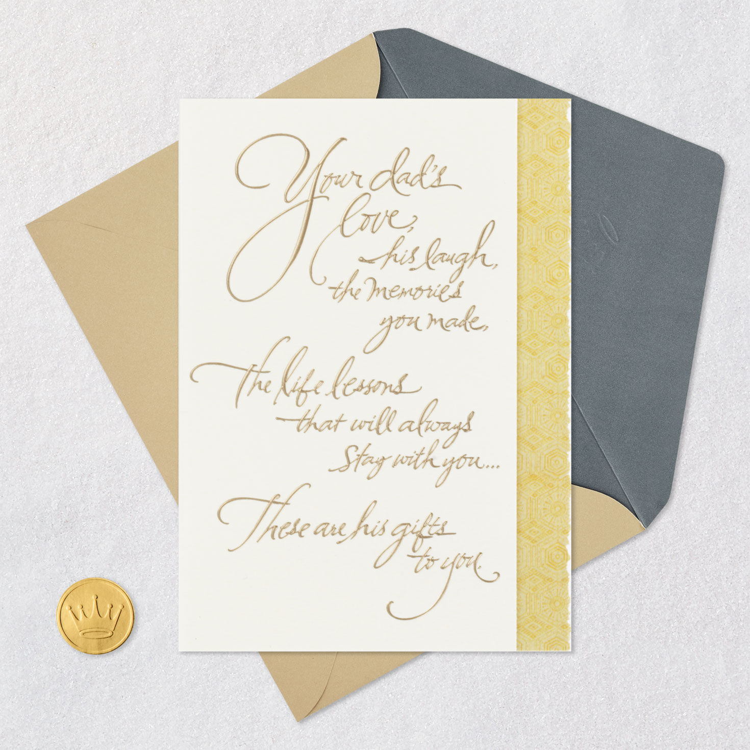 Elegant Gold Foil Sympathy Card for Loss of Father  image number 5