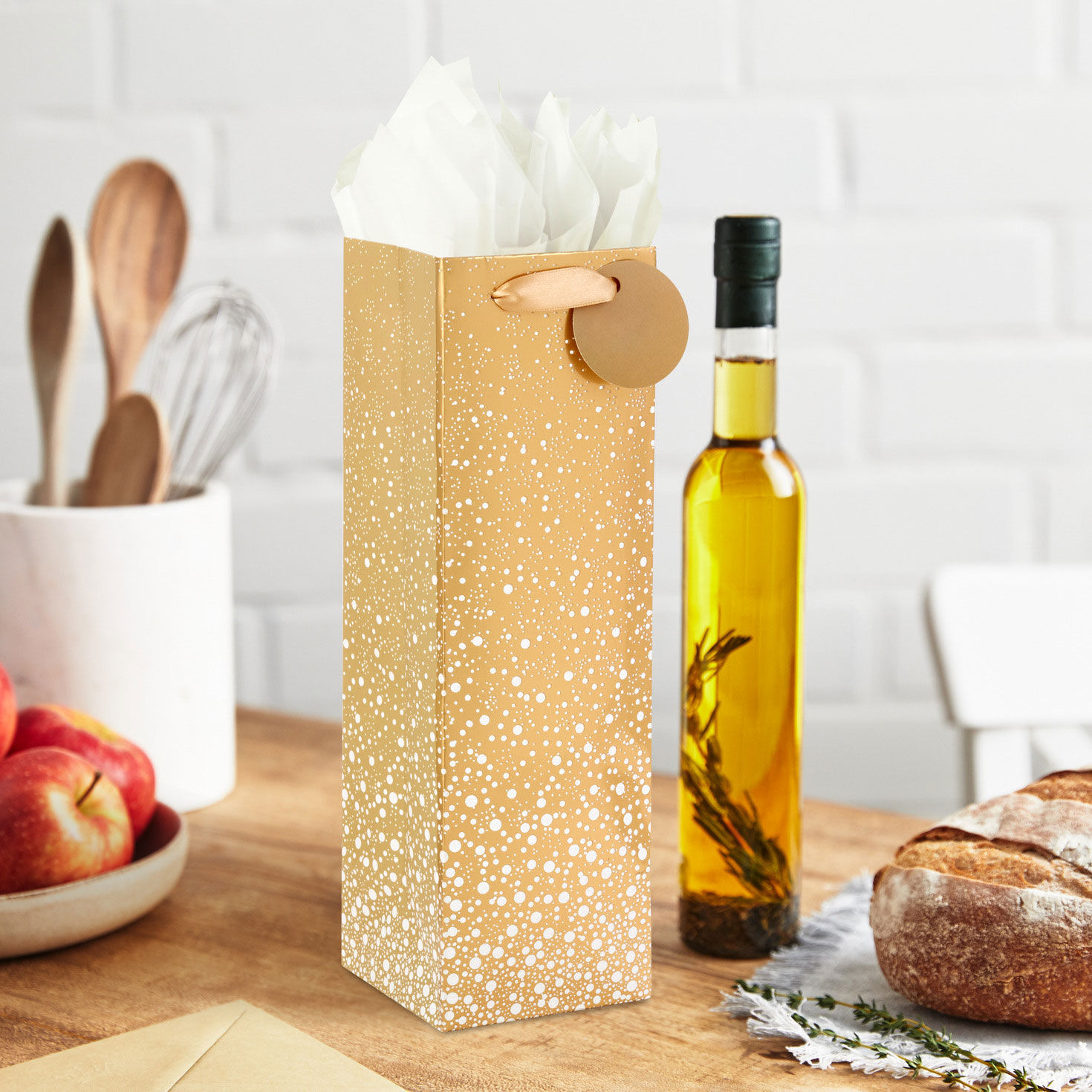 Gold Sparkle Wine Gift Bag In use image number 2