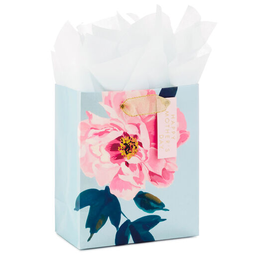 6.5" Pink Peony Small Mother's Day Gift Bag With Tissue, 