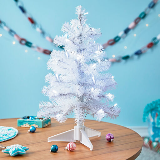 Miniature White Pre-Lit Christmas Tree, 18.75", 