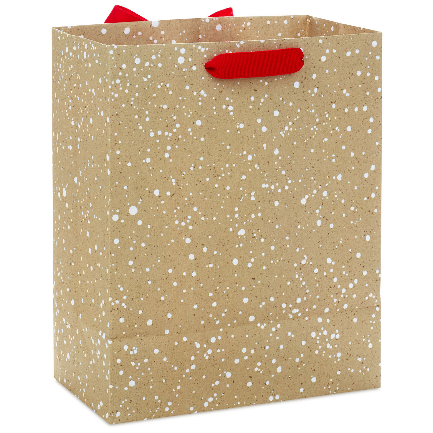 Snow-Speckled Kraft Paper Medium Holiday Gift Bag Back image number 6
