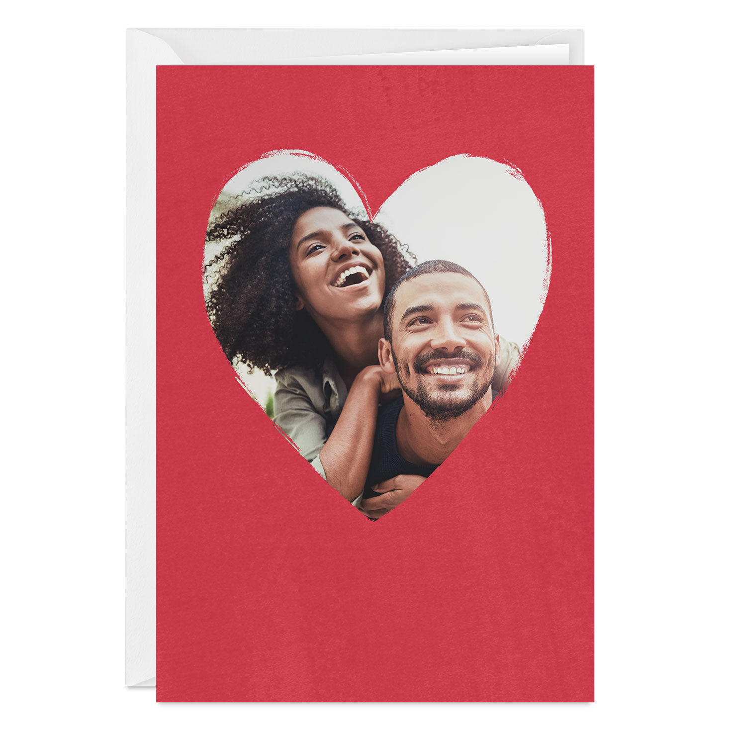 Personalized Red Heart Frame Photo Card