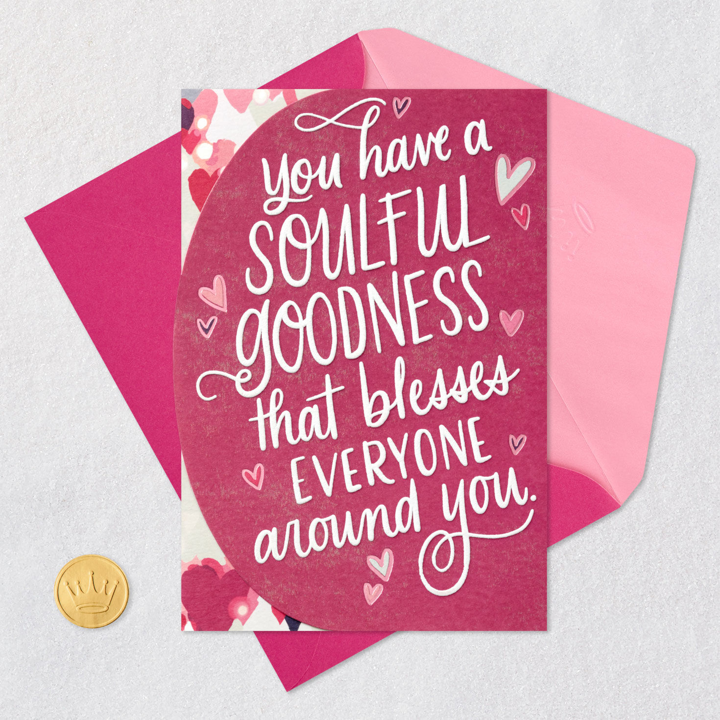 Colorful Watercolor Hearts Valentine's Day Card Card Front with Envelope and Gold Seal image number 5