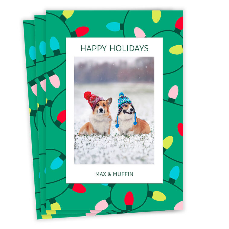 Bold String Lights Flat Holiday Photo Card