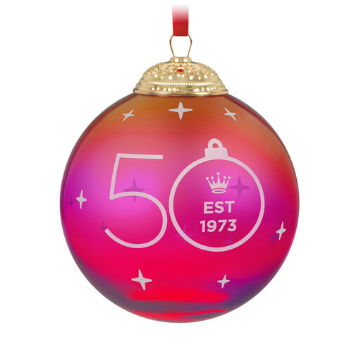 Keepsake Ornament 50th Anniversary Christmas Commemorative Special Edition Glass and Metal Ornament, 