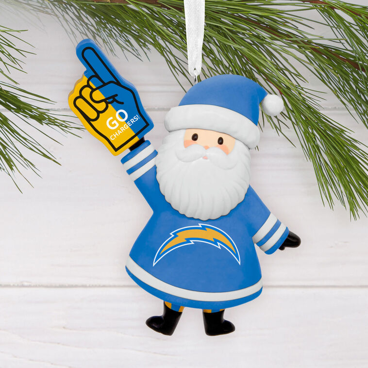 Los Angeles Chargers Santa Fan Christmas Ornament hanging on tree image number 2