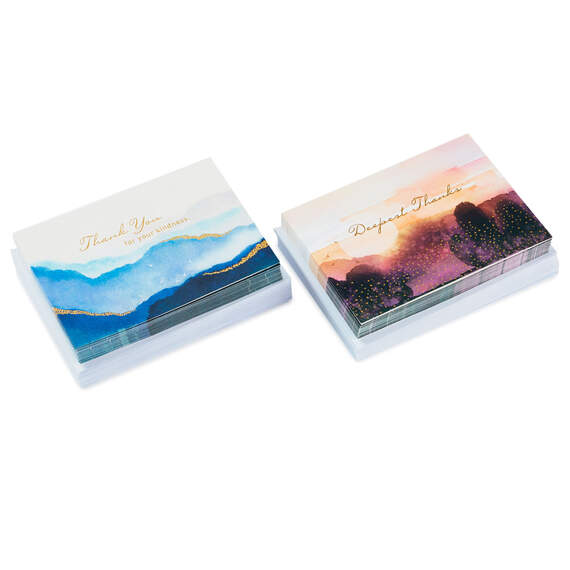 Watercolor Landscape Scenes Blank Sympathy Thank-You Notes, Pack of 50