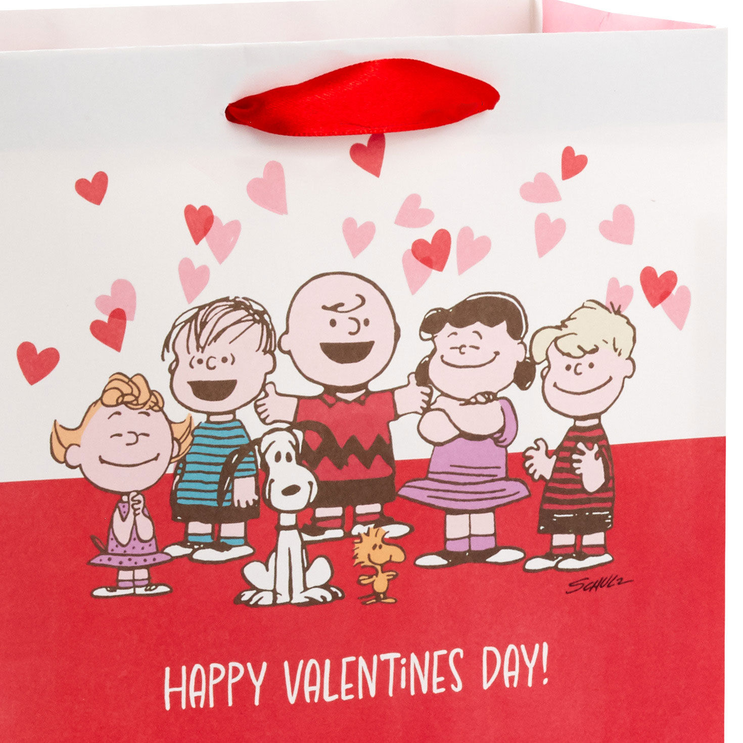9.6" Peanuts&reg; Gang on Red and White Medium Valentine's Day Gift Bag, , large image number 4