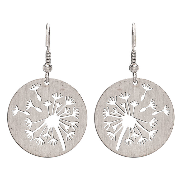 Rain Jewelry Dandelion Cutout Silver Metal Earrings, , large image number 1