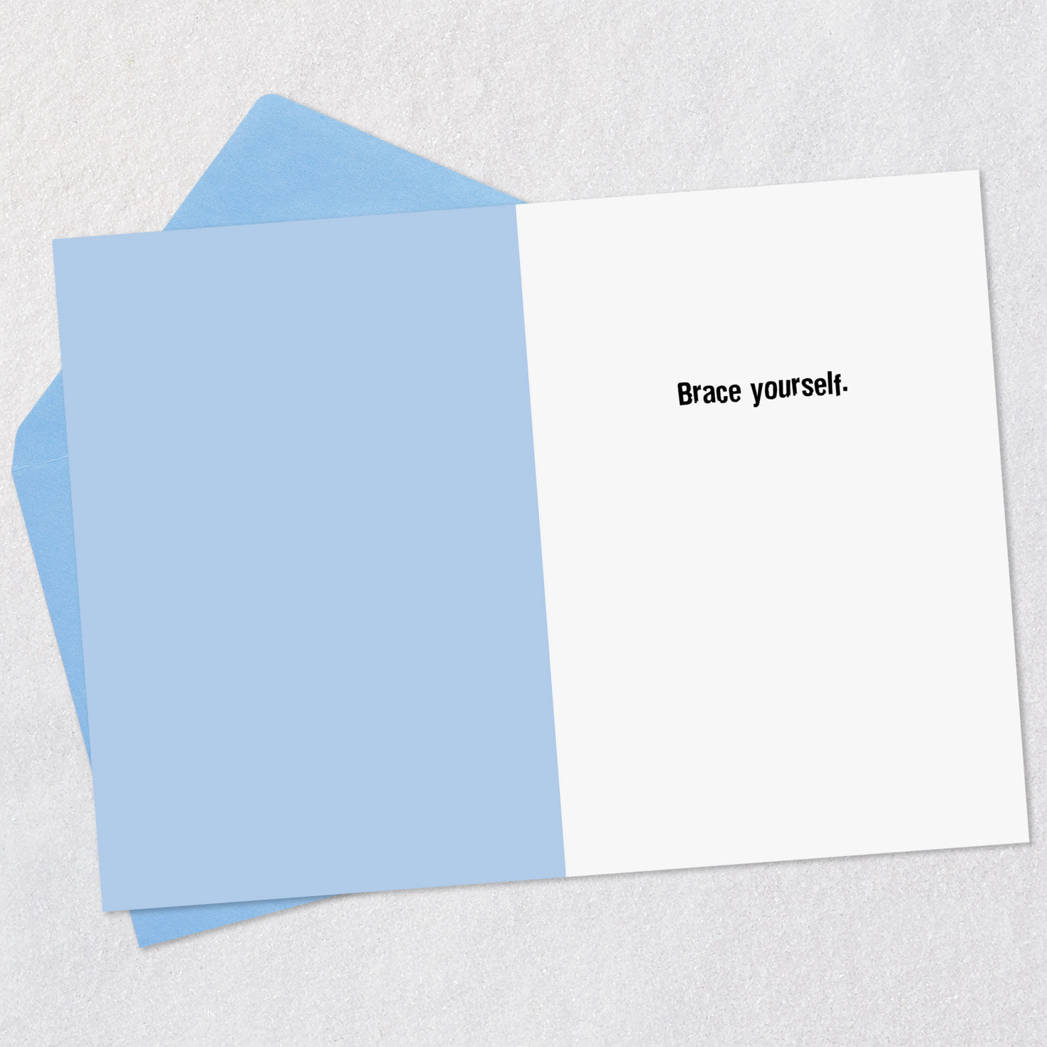 Leaping Gray Cat on Blue Birthday Card Open card with envelope image number 3