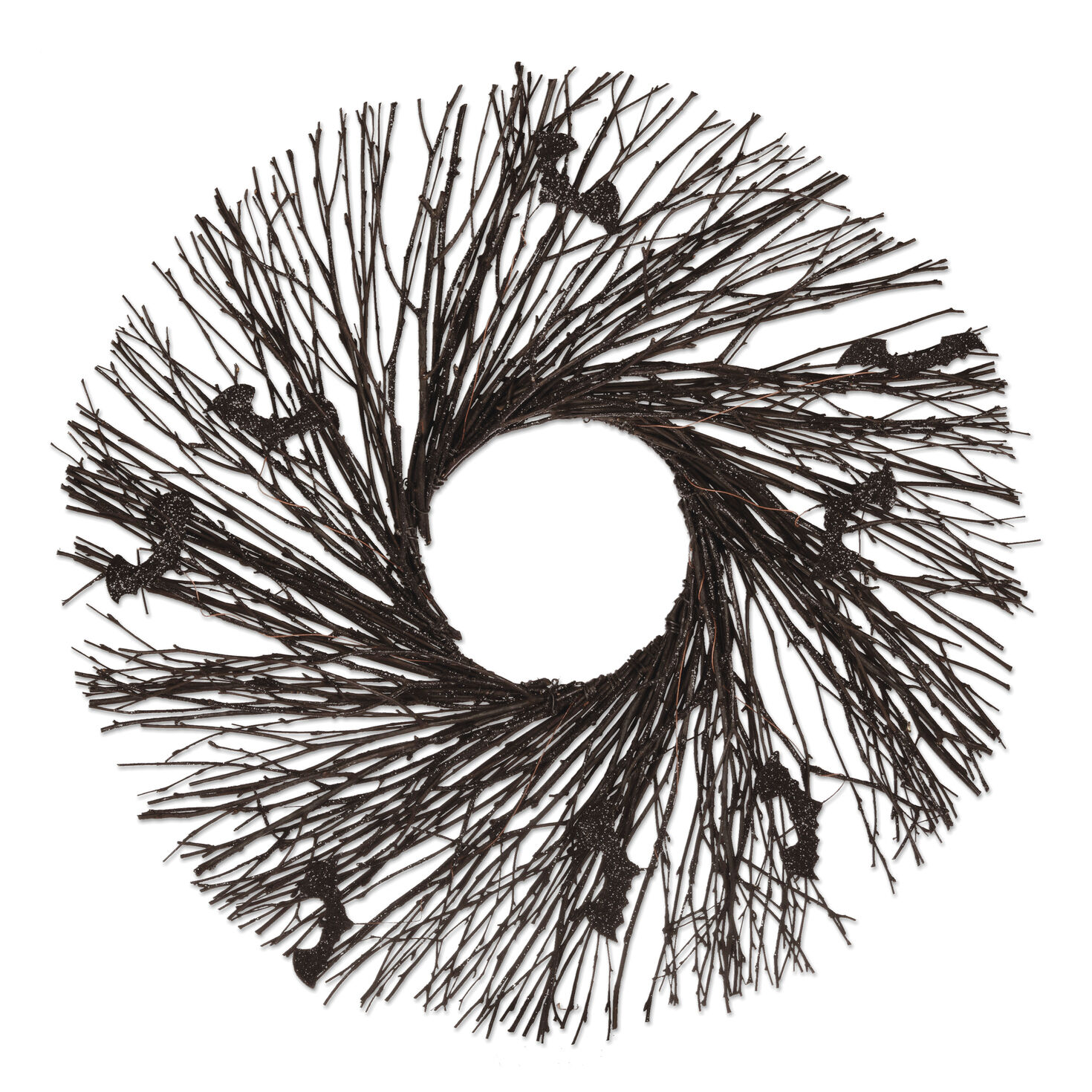 Black With Cobwebs and Bats Halloween Wreath Front image number 1