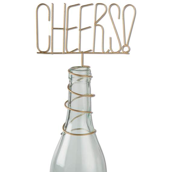 Cheers! Sculpted Metal Wine Bottle Topper, , large image number 1