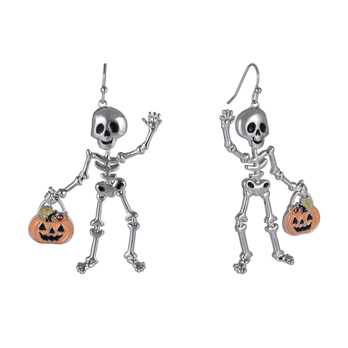 Friendly Skeleton and Candy Bucket Earrings