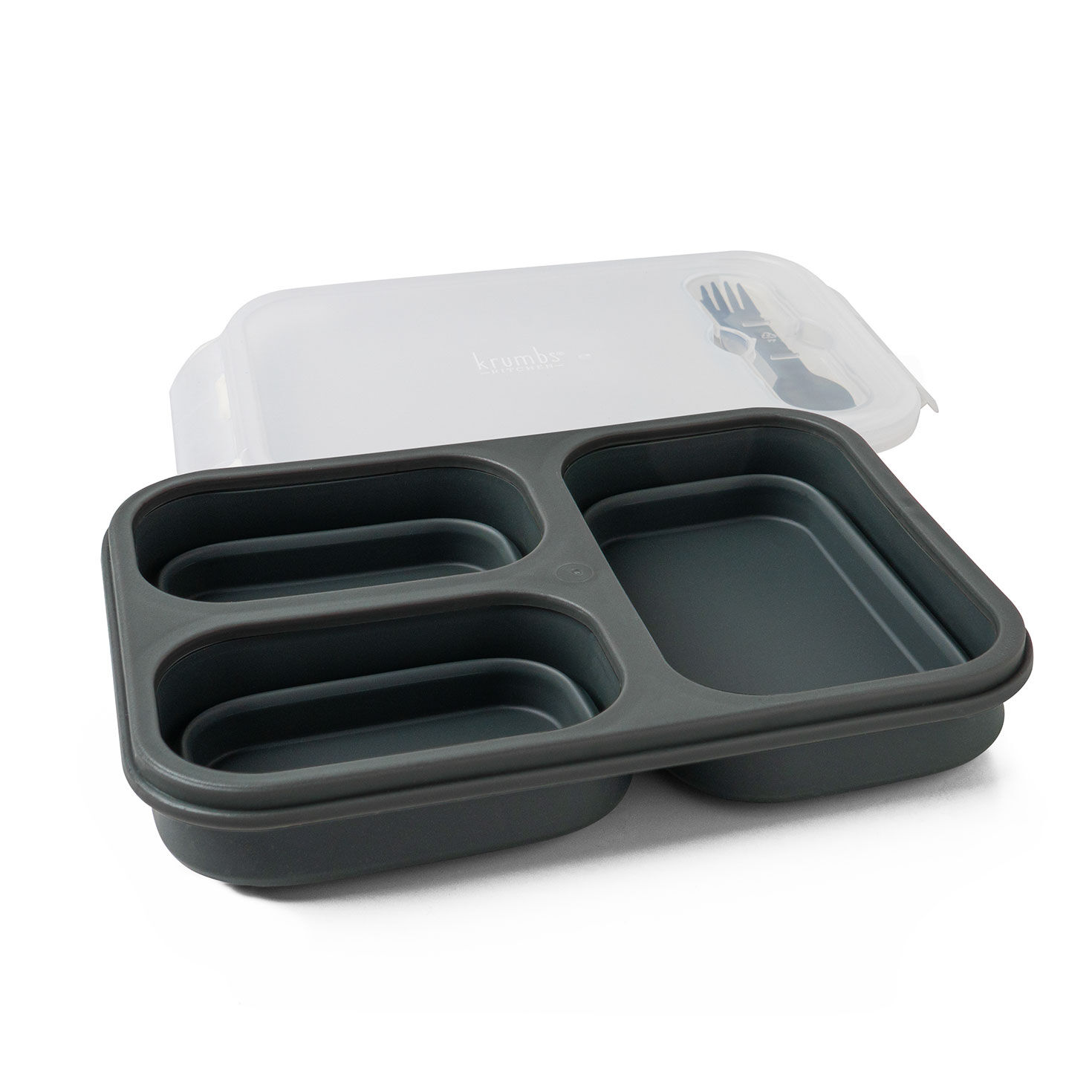 Gray Collapsible Silicone Meal Prep Container  image number 3