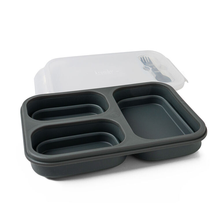 Gray Collapsible Silicone Meal Prep Container  image number 3