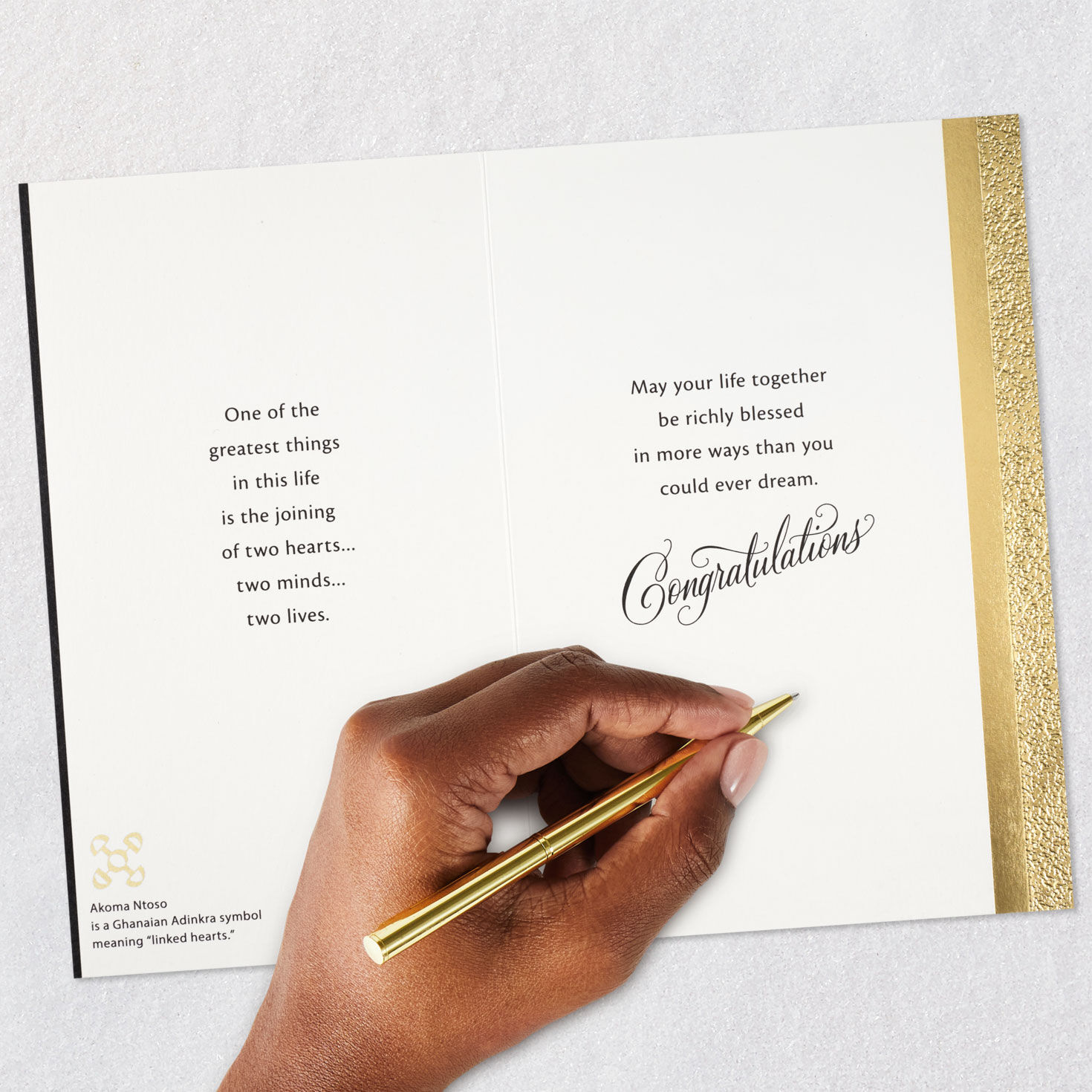 Mr. & Mrs. Black and Gold With Jewels Wedding Card signing card image number 9