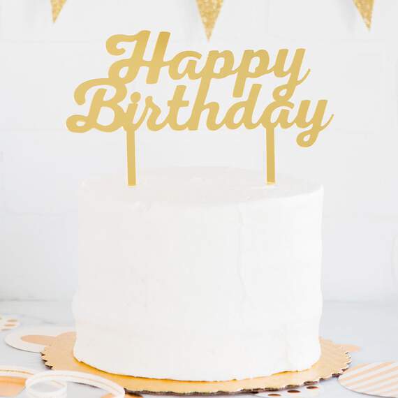 Gold Happy Birthday Cake Topper, , large image number 2