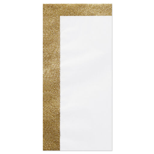 White Tissue Paper With Gold Glitter Edges, 4 Sheets, White Gold