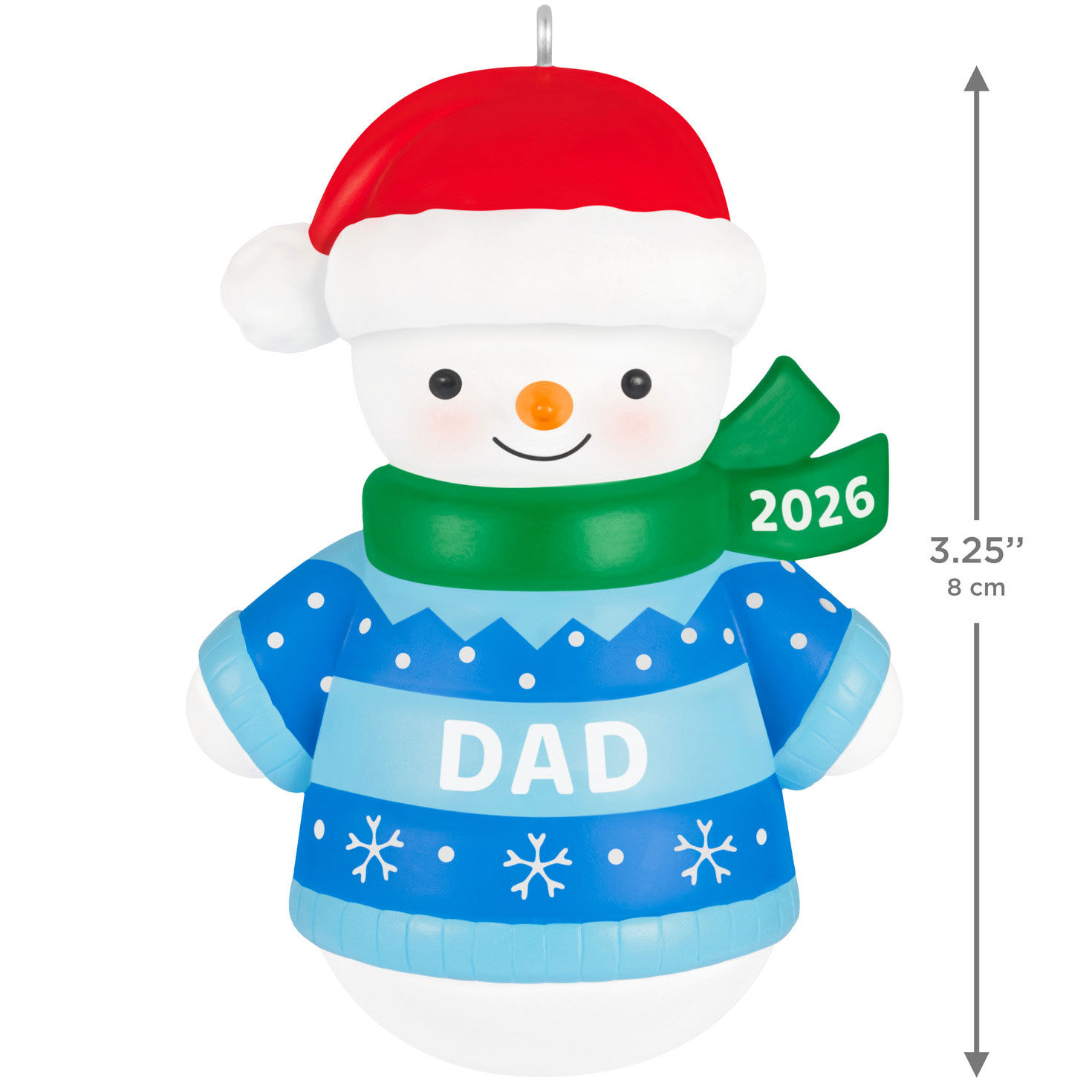 Blue Dad Snowman 2026 Keepsake Ornament measurement image number 3