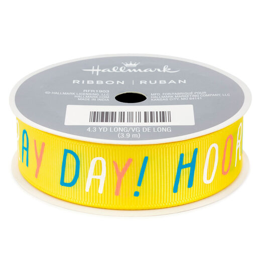 Hooray Day 0.8" Grosgrain Ribbon, 12.9', 
