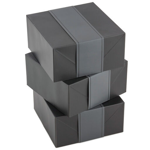8" Matte Black 3-Pack Gift Boxes With Bands, 