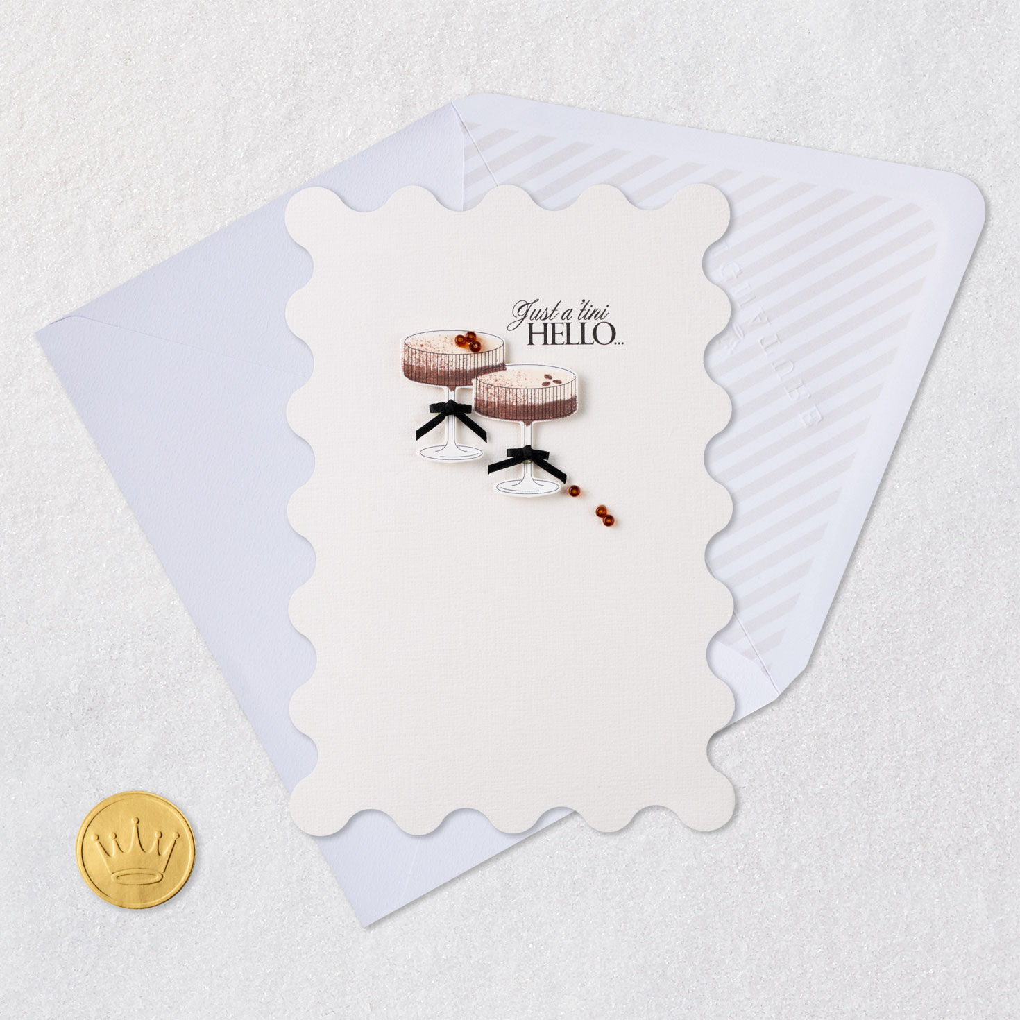 Espresso Martini Blank Hello Card Card Front with Envelope and Gold Seal image number 4