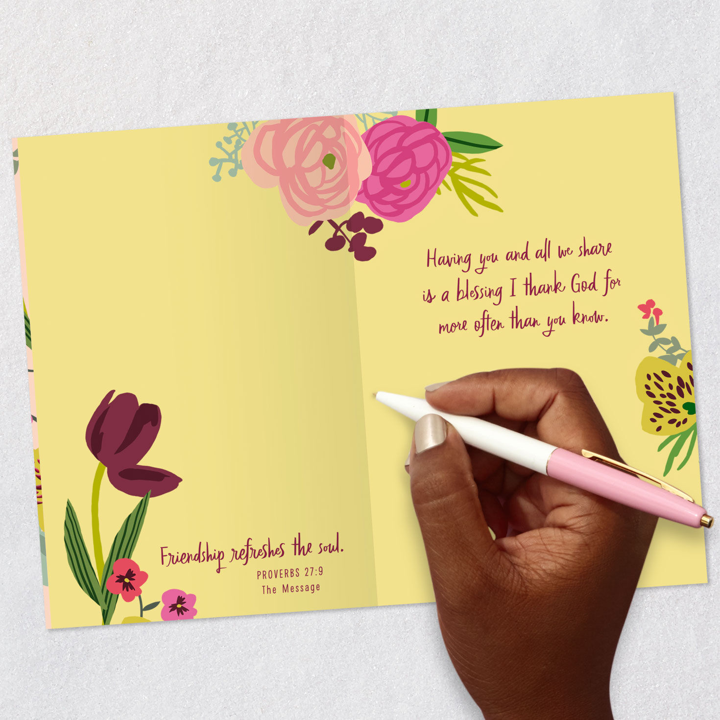 Painted Floral Border Religious Friendship Card Signing card image number 7