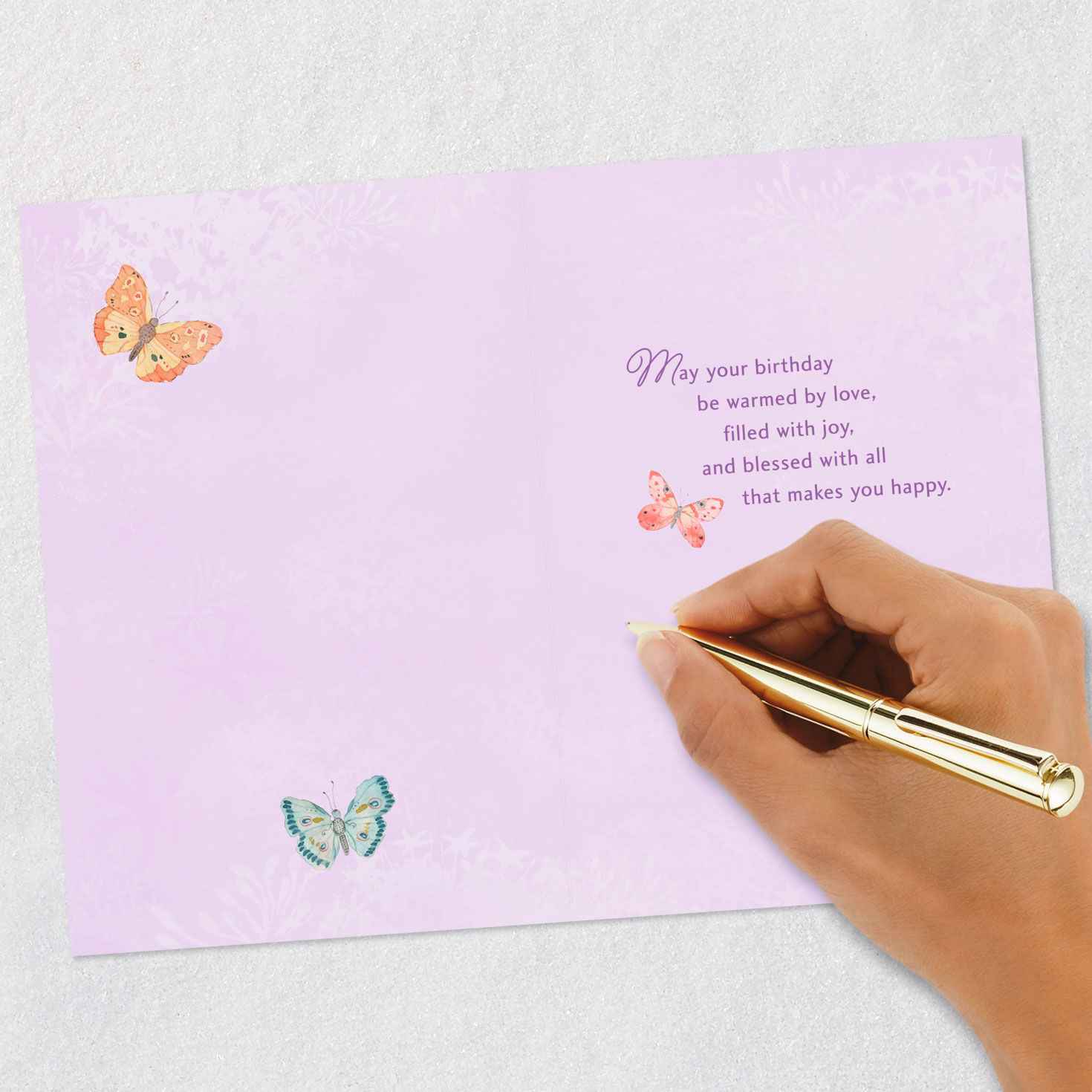 Watercolor Butterflies Birthday Card for Her Signing card image number 6