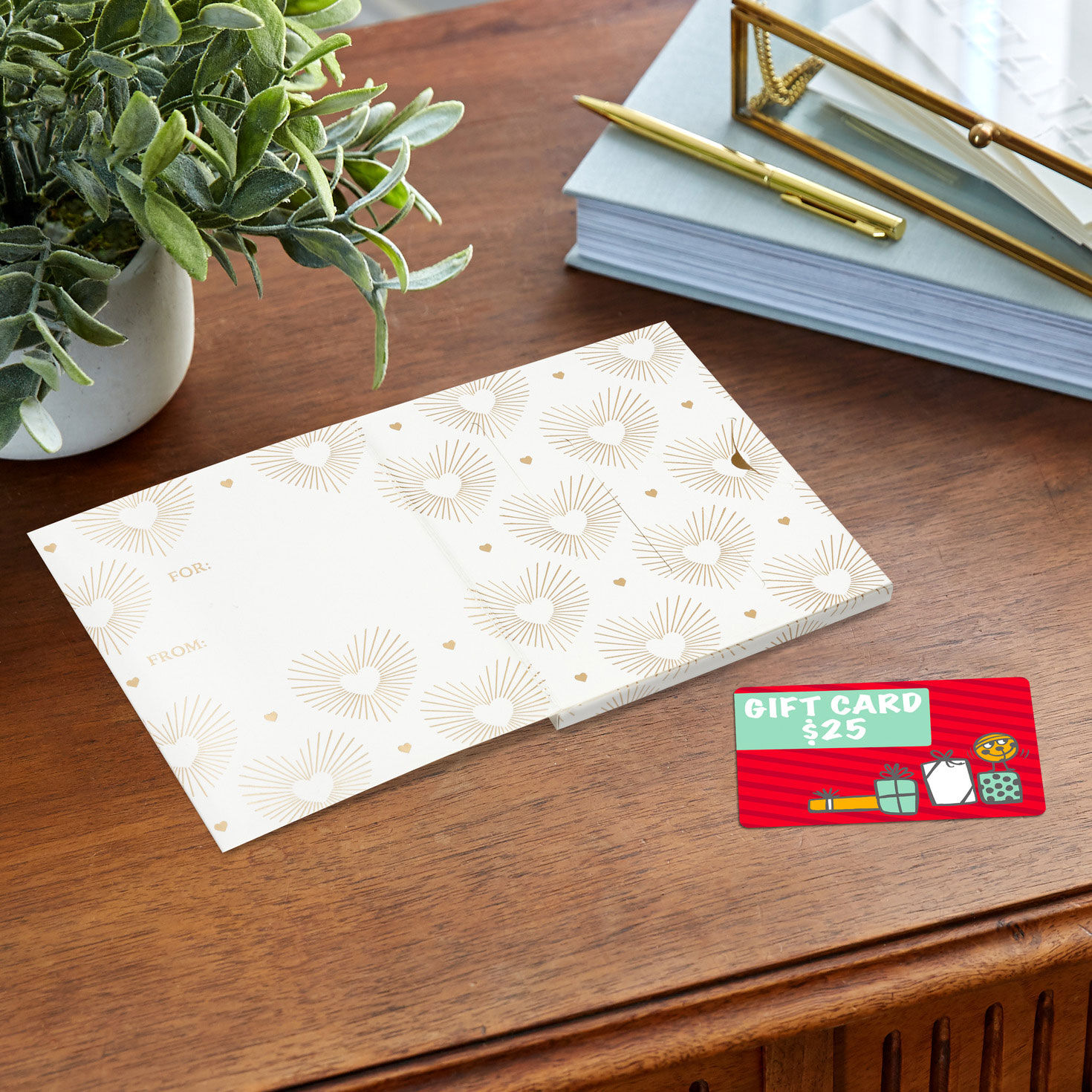 4.6" Gold Hearts on White Gift Card Holder Box for only USD 5.99 | Hallmark