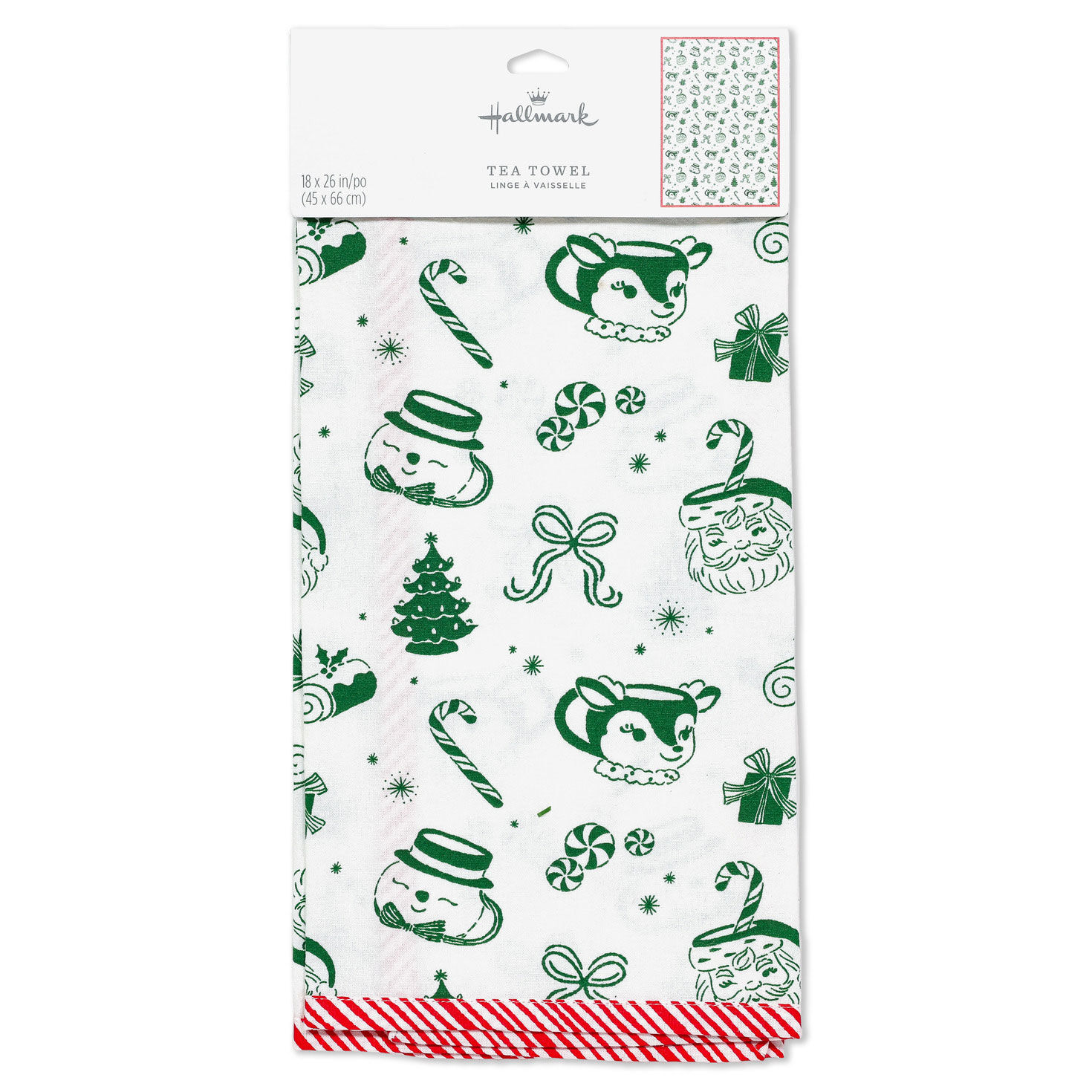 Santa Snowman Reindeer Toile Pattern Dish Towel package front image number 5