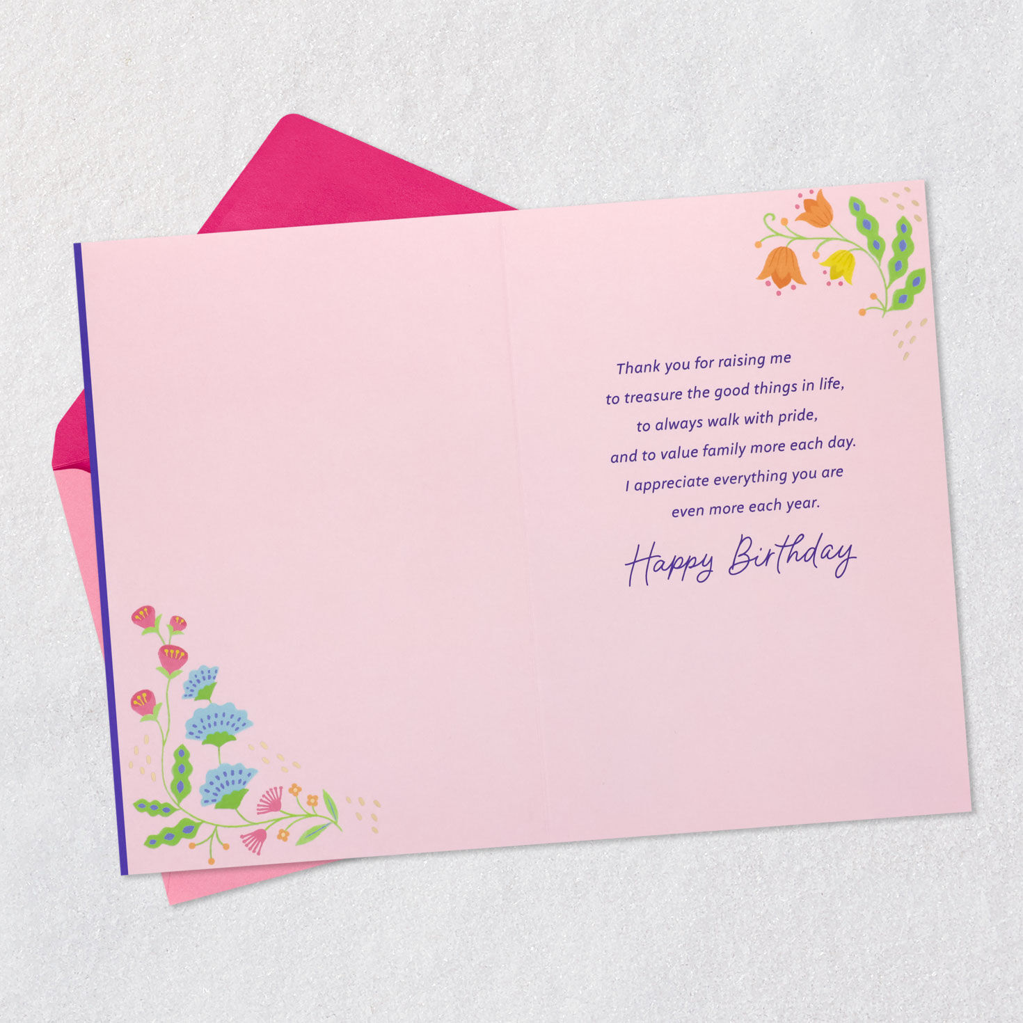Colorful Floral Birthday Card for Mom Open card with envelope image number 3