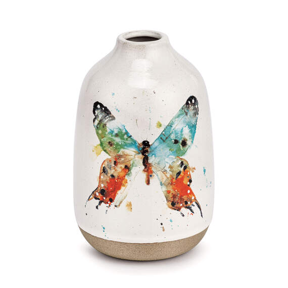 Demdaco Multicolor Butterfly Vase
