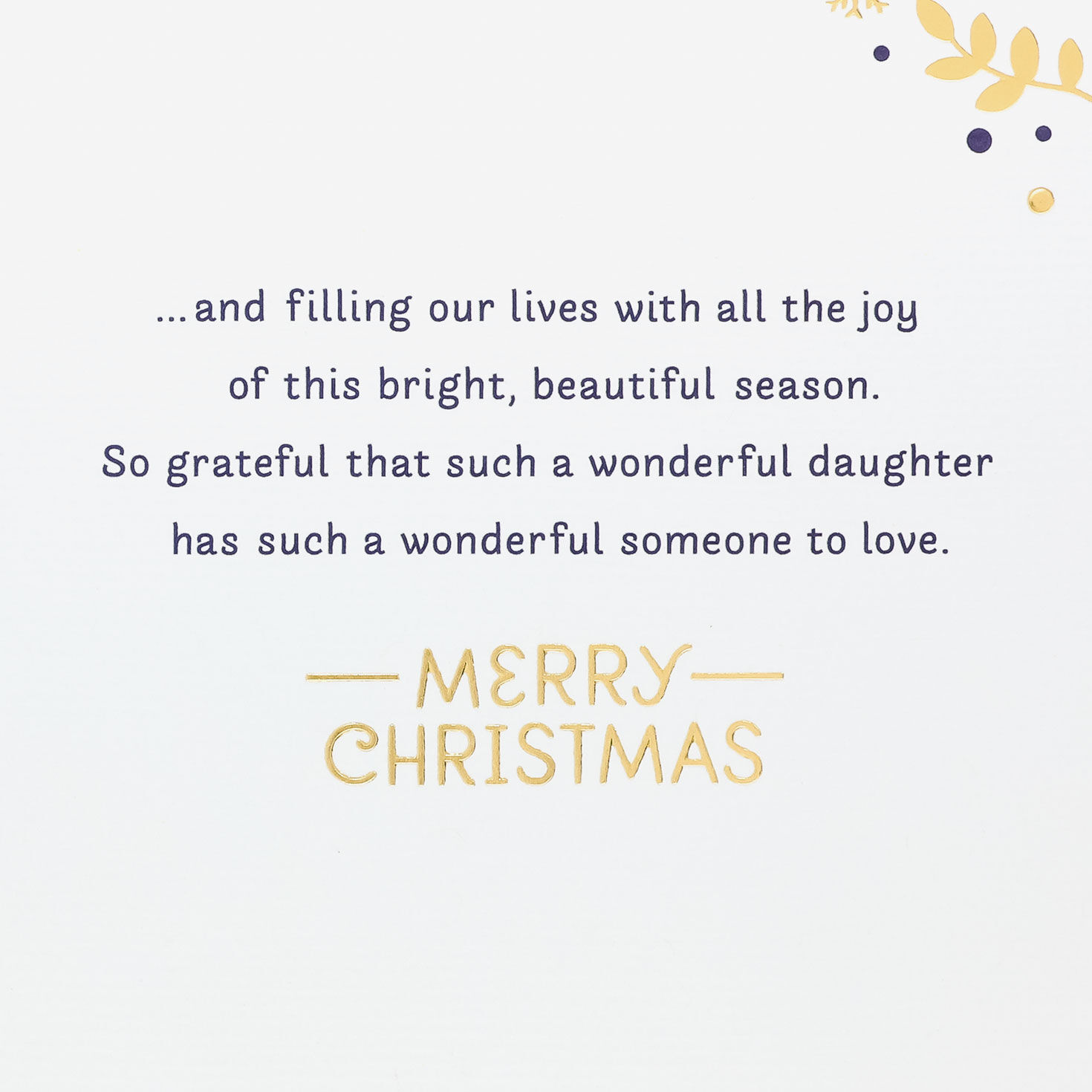Navy Gold Owl Christmas Card for Daughter and Husband sentiment image number 3