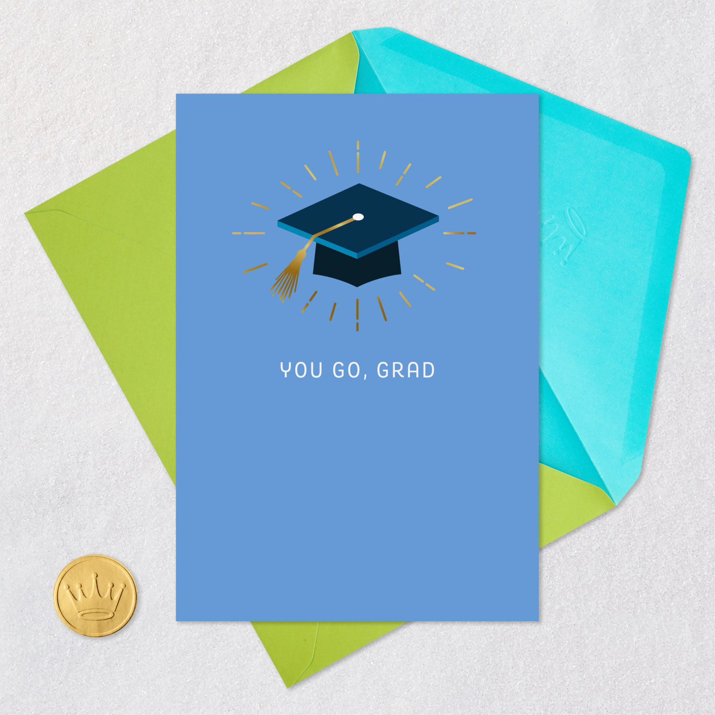 Mortarboard Cap Middle School Graduation Card Card Front with Envelope and Gold Seal image number 5