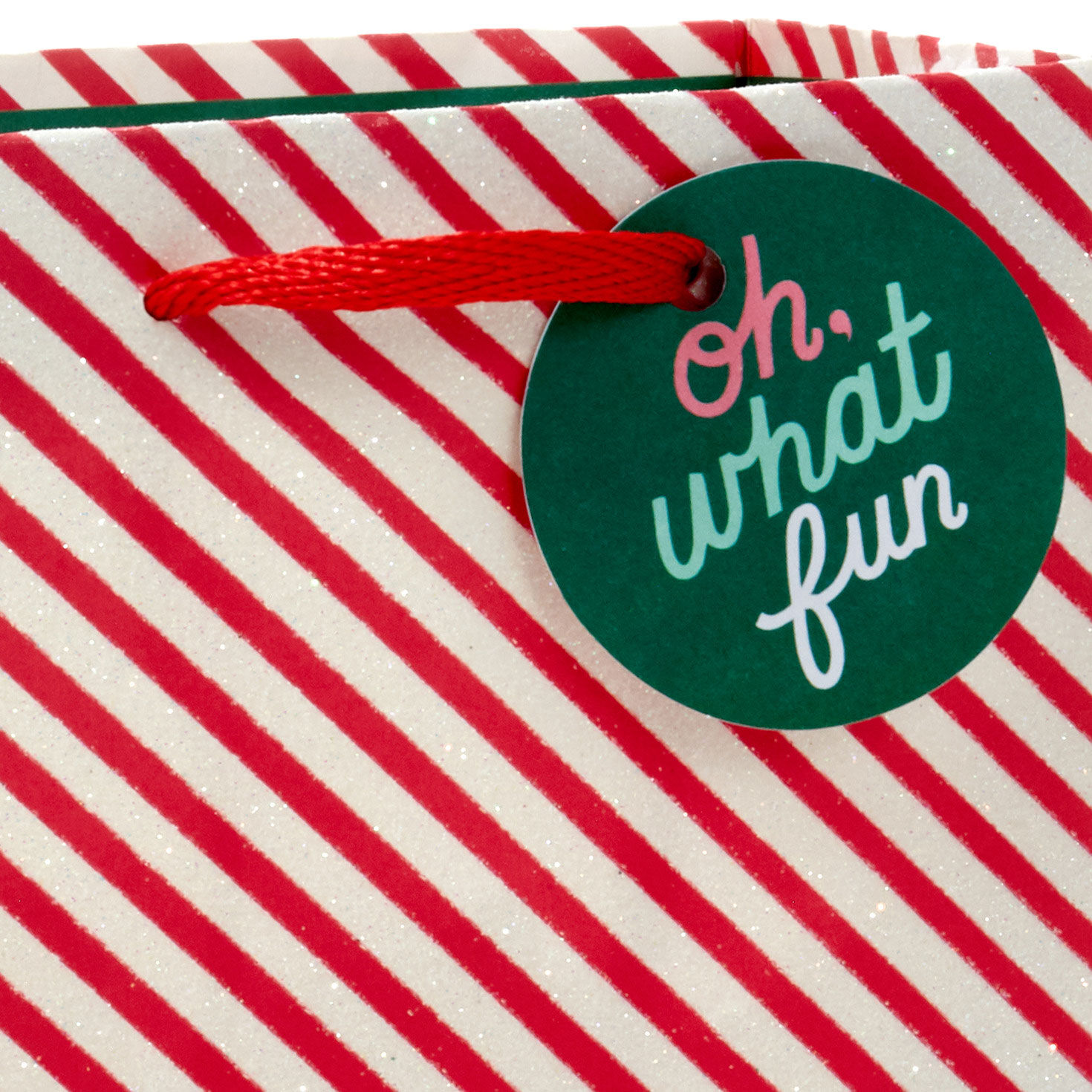 6.5" Glittery Peppermint Stripes Small Christmas Gift Bag for only USD 2.49 | Hallmark