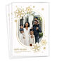 Gold Snowflakes Oval Photo Personalized Holiday Card front fanned image number 1