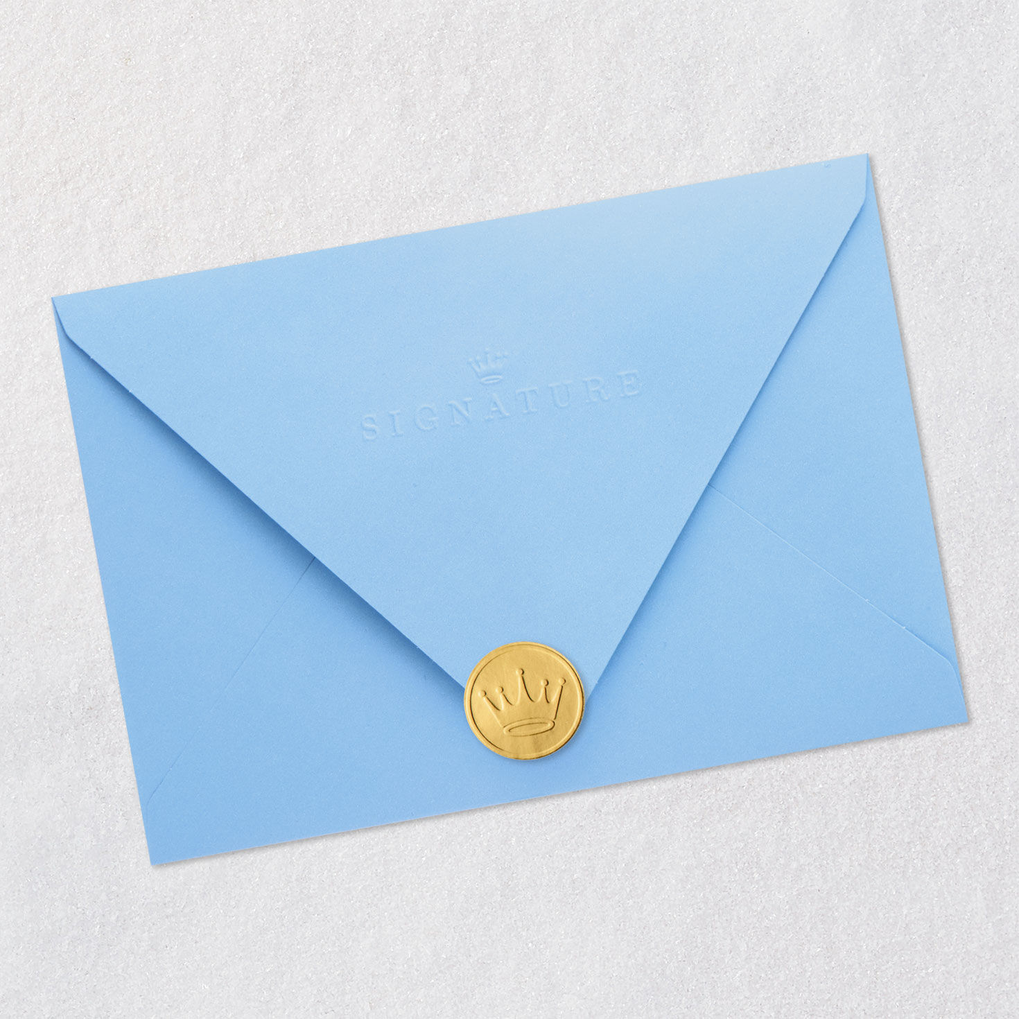 Blue and Gold Confetti Blank Jewish Congrats Card Envelope Back with Seal image number 6