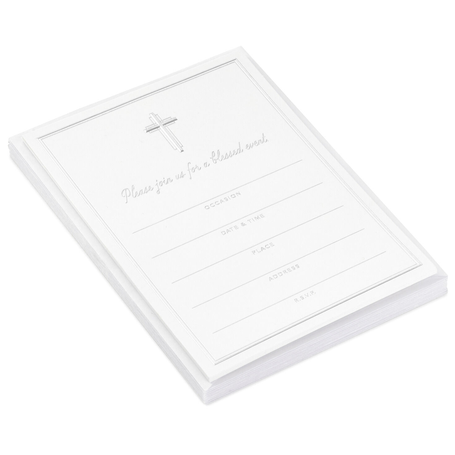 Silver Cross Fill-in-the-Blank Invitations, Pack of 10
