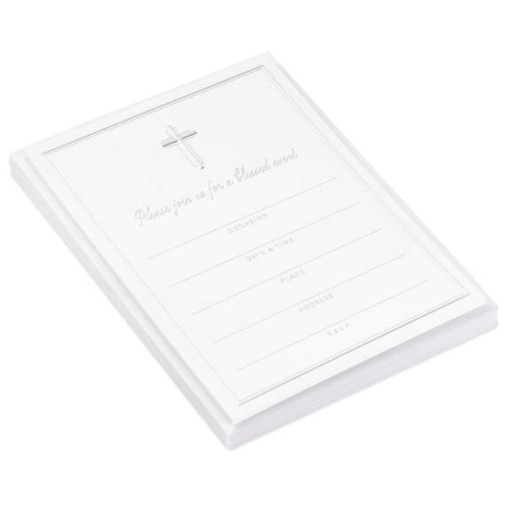 Silver Cross Fill-in-the-Blank Invitations, Pack of 10