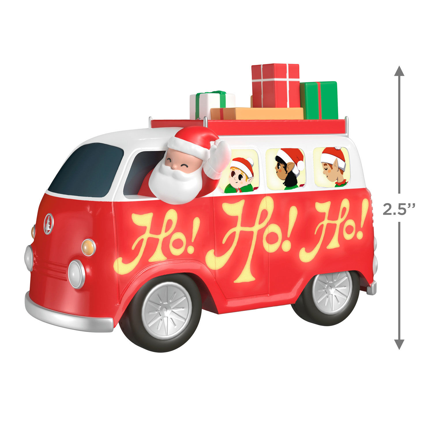 Santa and Elves in Van Keepsake Ornament measurement image number 3