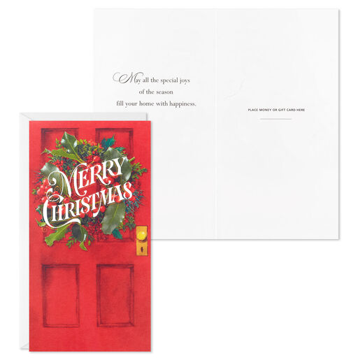 Christmas Joy Red Front Door Money-Holder Christmas Cards, Pack of 10, 