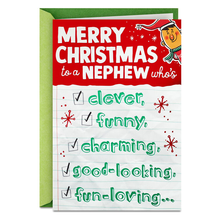 So Obviously Related Funny Christmas Card for Nephew